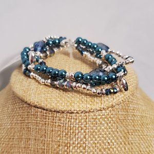 STYLE & CO for Macy's 3-Pc. Set Blue Silver Beaded Stretch Bracelets